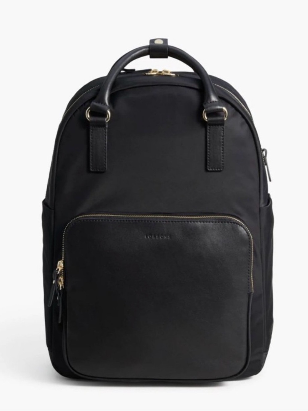 Lo & Sons Black Travel Backpack with Leather Trim